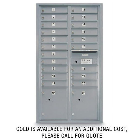 Postal Products Unlimited 20 Door Standard 4C Mailbox with 2 Parcel Lockers - Sandstone