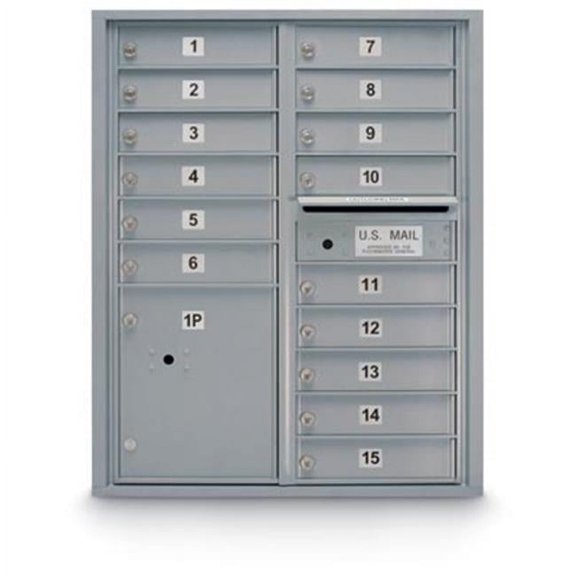 Postal Products Unlimited N1029441SLVR 15 Door Standard 4C Front Loading Mailbox Silver