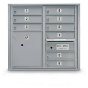Postal Products Unlimited N1029451SLVR 9 Door Standard 4C Mailbox with 1 Parcel Locker - Silver