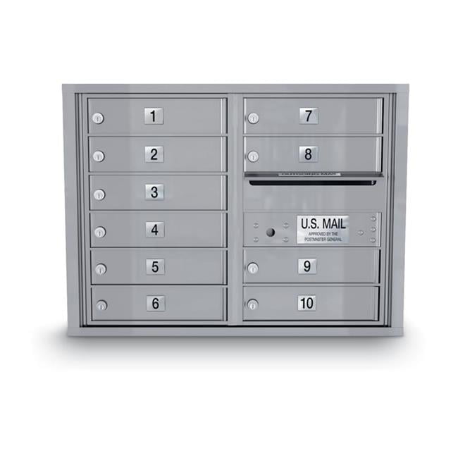 Silver 10-Door Wall Mount Lockable Steel Mailbox
