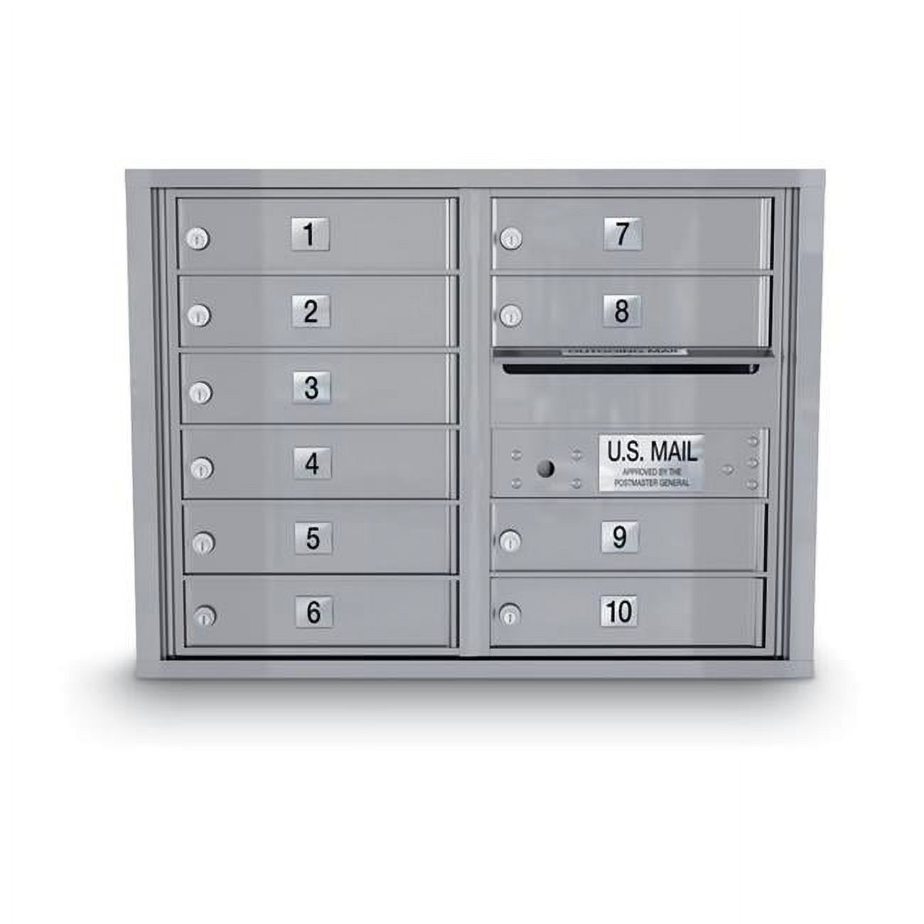 Silver 10-Door Wall Mount Lockable Steel Mailbox