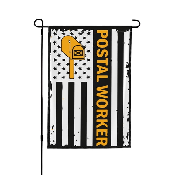 Postal Worker American Flag Garden Flag 12.5 X 18 Inch Double Sided, Decorative Flag Balcony Courtyard Indoor Welcome Garden Flag