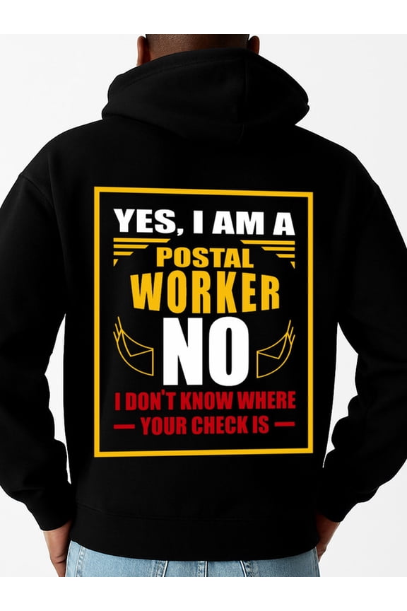 Postal Worker Humor 1 piece Fun couple hoodie hoodies gift christian casual high quality streetwear gift black Sweatshirt Streetwear For Winter Fall, As Gifts Vintage Unisex hoodie