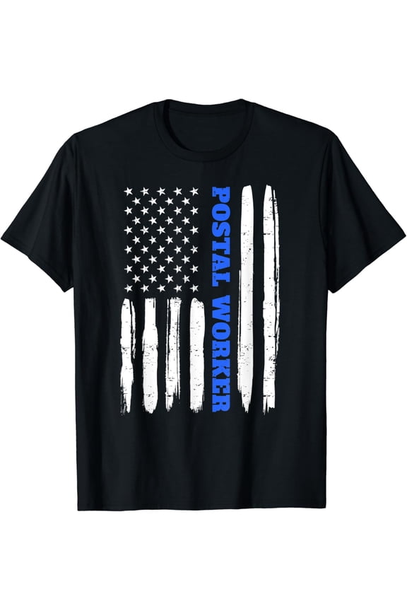 Postal Worker Postman American Flag Stars Stripes T Shirt