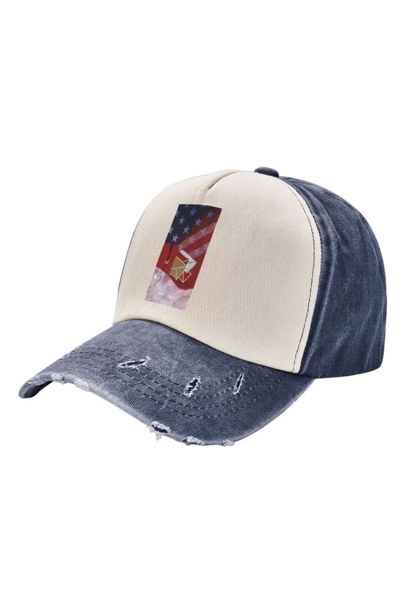 Postal Worker Us Flag Baseball Cap Distressed Adjustable Vintage Cotton Denim Hat for Women Men