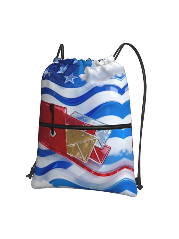 Postal Worker Us Flag Drawstring Backpack Bag Water Resistant Yoga Shopping Cinch Bag Sackpack For Men Women