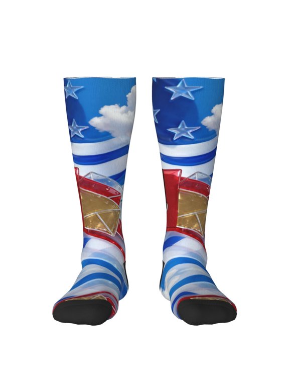 Postal Worker Us Flag Knee High Socks for Women Long Leg Warmers Socks