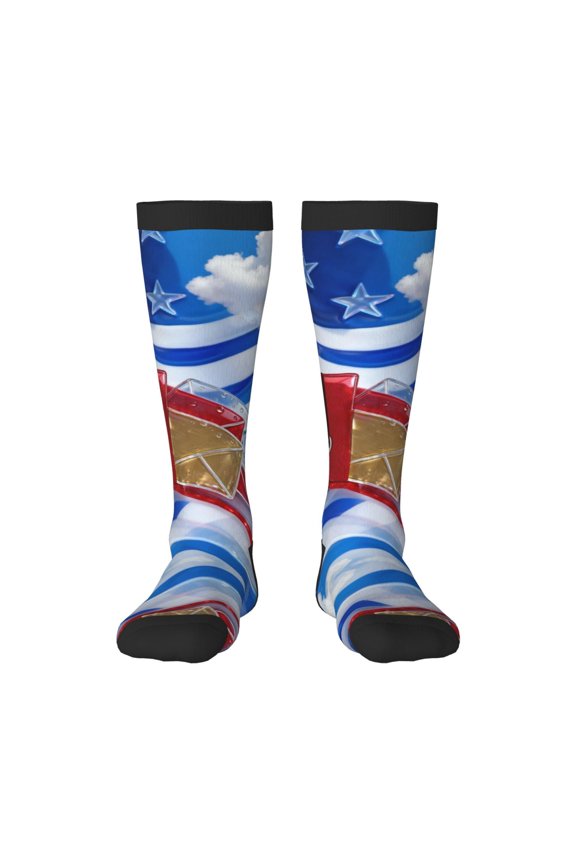 Postal Worker Us Flag Knee High Socks for Women Long Leg Warmers Socks