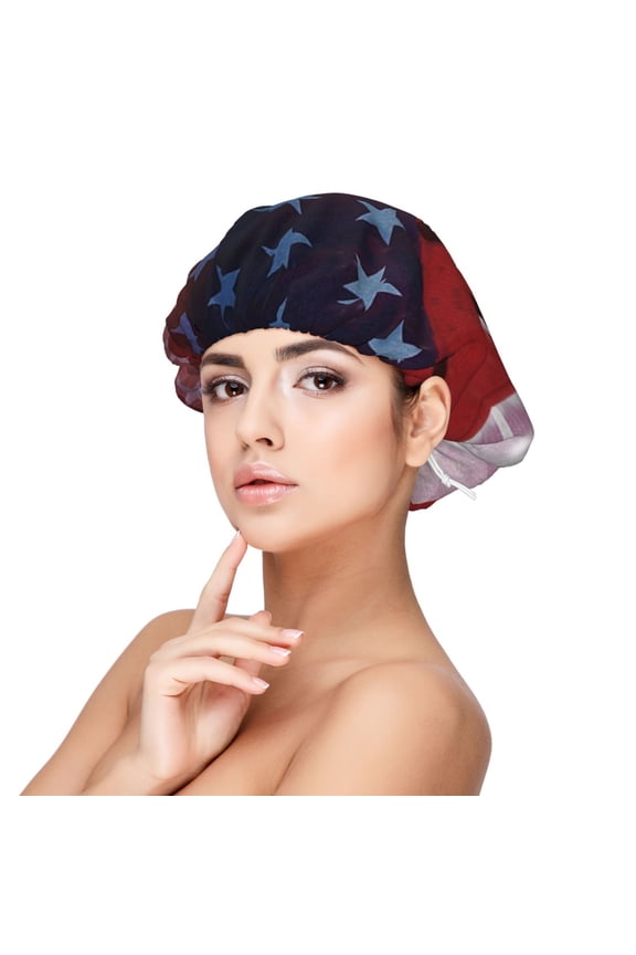 Postal Worker Us Flag Sleep Cap Satin Bonnet Night Sleeping Soft Hair Turbans For Women