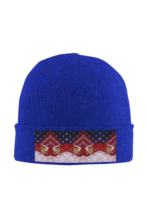 Postal Worker Us Flag Winter Beanie Hats for Men Women Warm Cozy Knitted Cuffed Skull Cap Blue