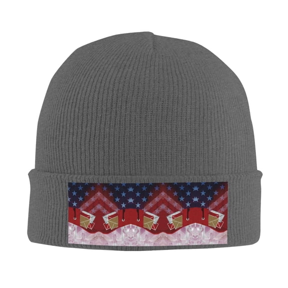 Postal Worker Us Flag Winter Beanie Hats for Men Women Warm Cozy Knitted Cuffed Skull Cap Deep Heather