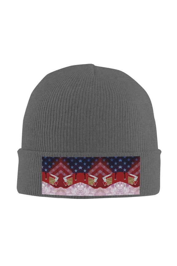 Postal Worker Us Flag Winter Beanie Hats for Men Women Warm Cozy Knitted Cuffed Skull Cap Deep Heather