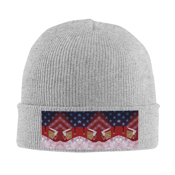 Postal Worker Us Flag Winter Beanie Hats for Men Women Warm Cozy Knitted Cuffed Skull Cap Gray