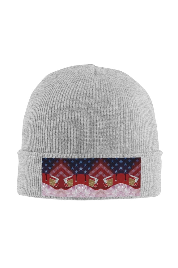 Postal Worker Us Flag Winter Beanie Hats for Men Women Warm Cozy Knitted Cuffed Skull Cap Gray