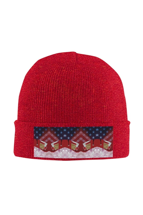 Postal Worker Us Flag Winter Beanie Hats for Men Women Warm Cozy Knitted Cuffed Skull Cap Red