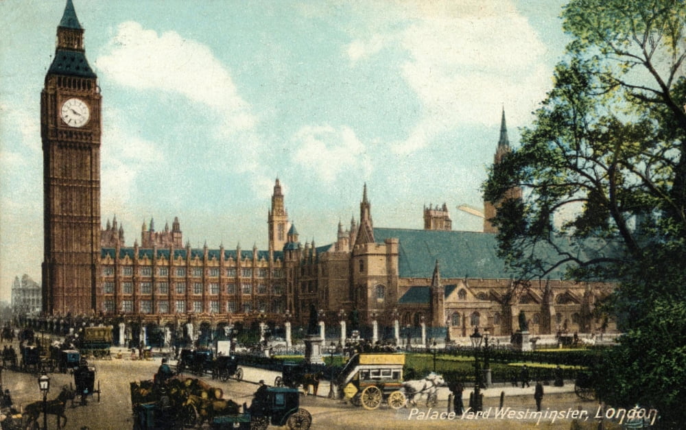 Postcard 1906 Big Ben & The Houses of Parliament Canvas Art - Postcard 1906 (24 x 36)