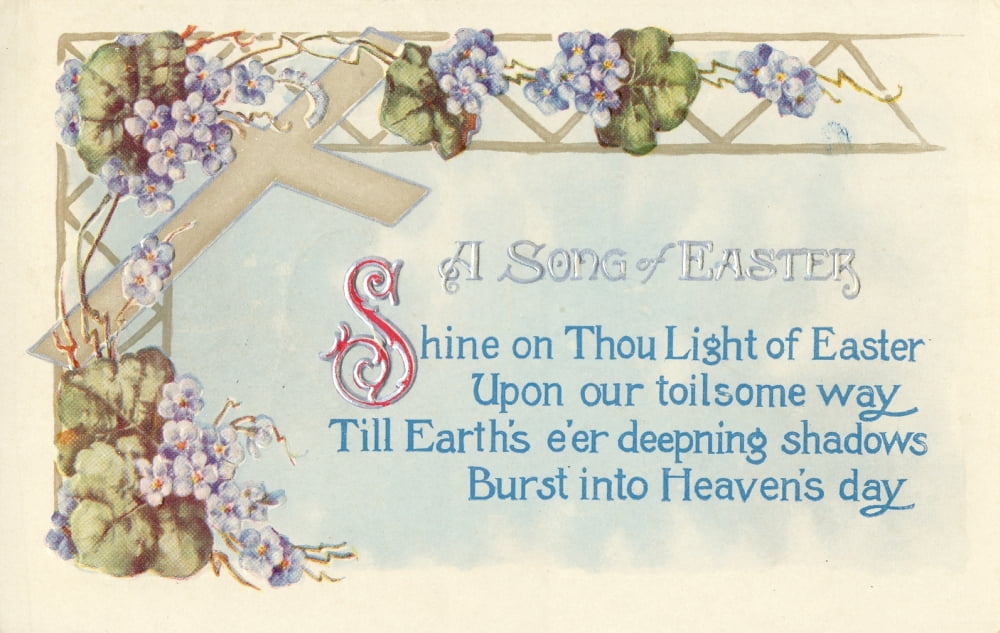 Postcard 1911 A Song of Easter with cross & flowers Canvas Art - Unknown (18 x 24)
