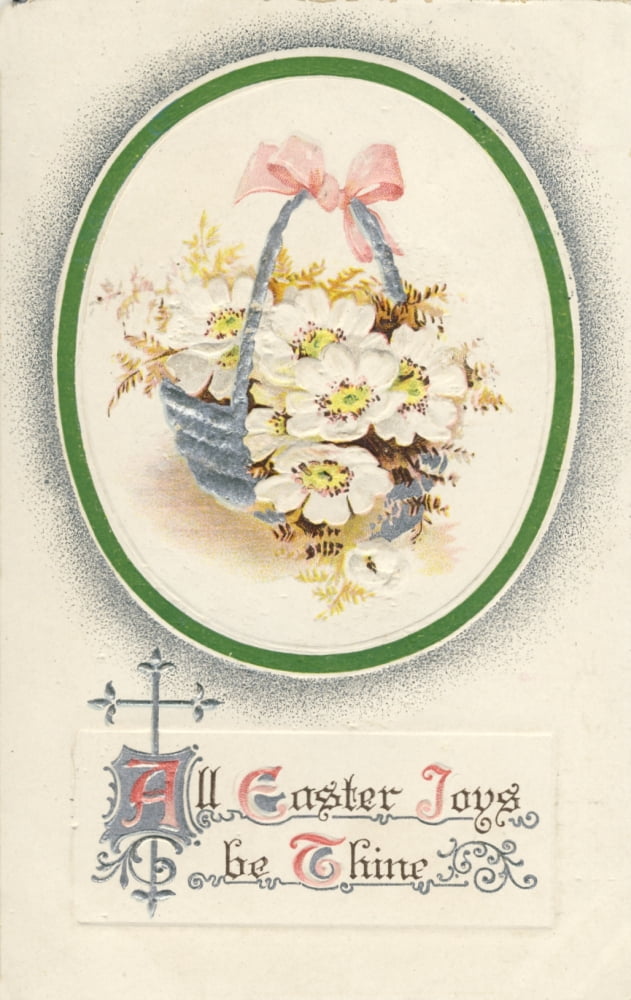 Postcard 1911 All Easter Joys be Thine with flowers Canvas Art - Unknown (18 x 24)