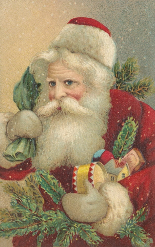 Postcard 1912 Benevolent Santa Canvas Art - Unknown (18 x 24)