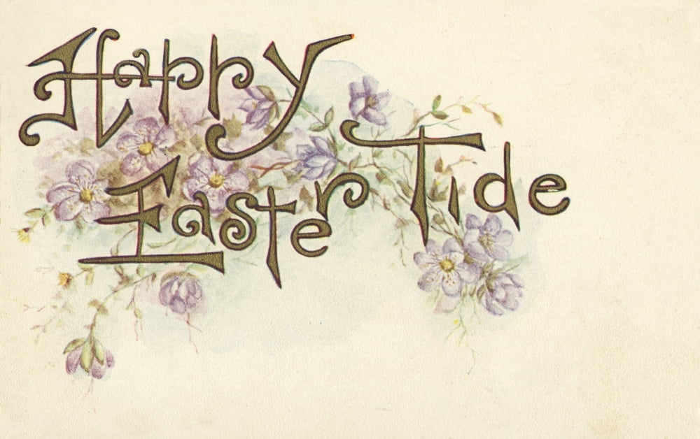 Postcard 1913 Happy Easter Tide with Flowers Canvas Art - Unknown (18 x 24)