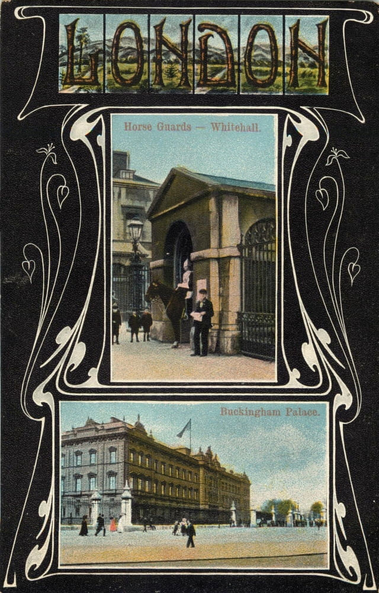 Postcard Buckingham Palace & Whitehall Canvas Art - Postcard (24 x 36)