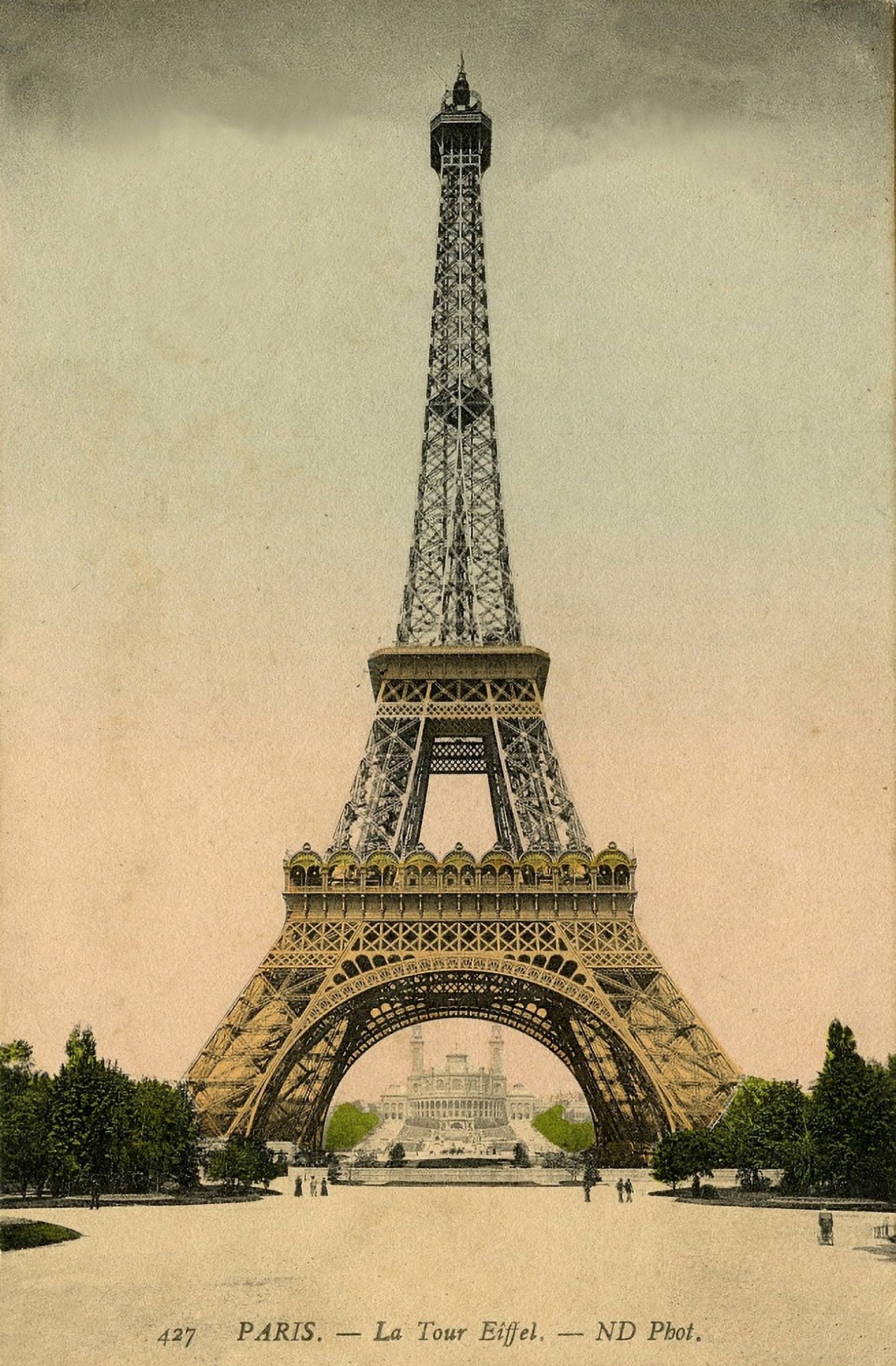Postcard Eiffel Tower c1907 Canvas Art - Unknown (24 x 36)