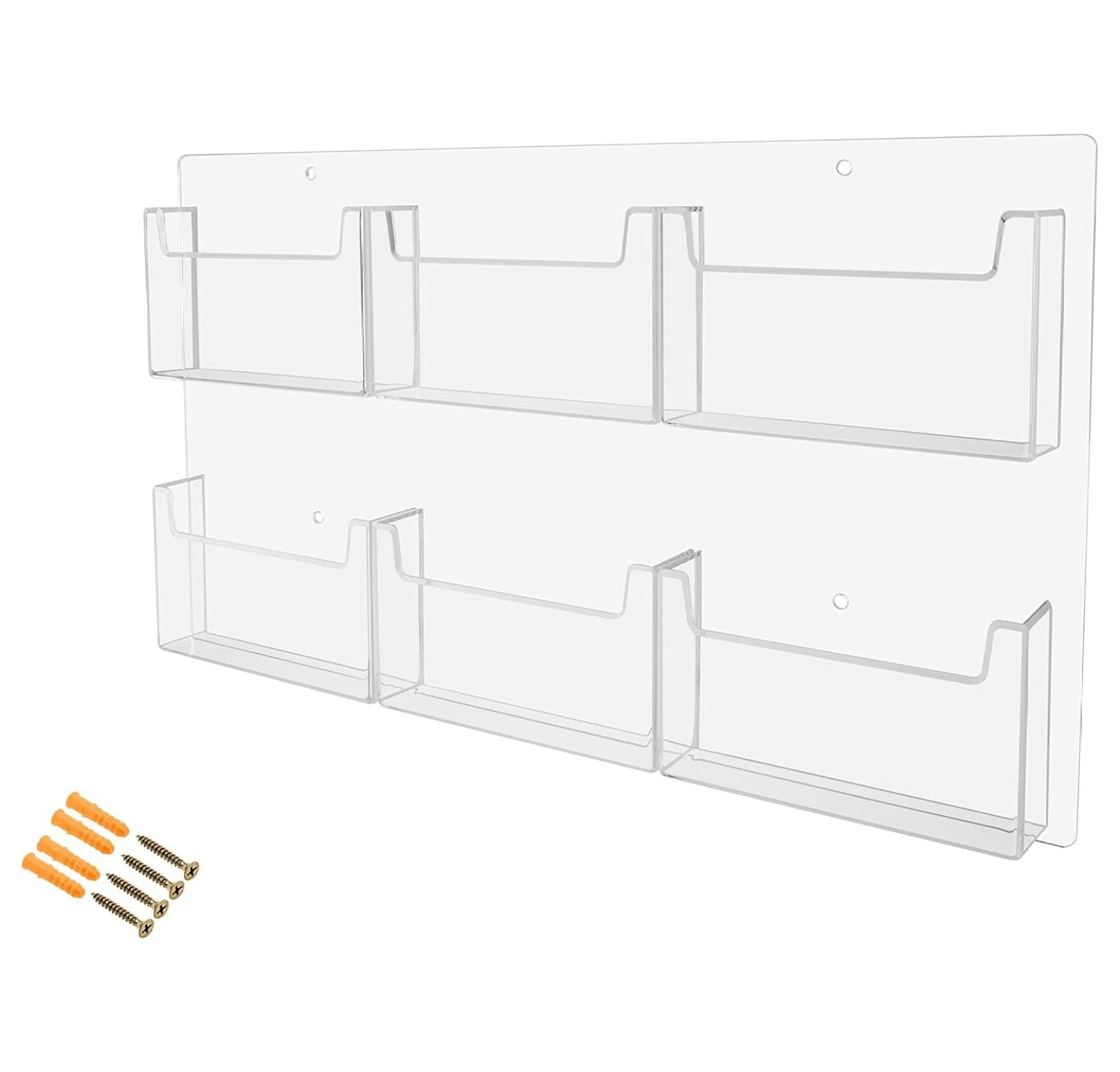 Postcard Holder with Hanging Hardware 6 Clear Pockets Wall Mount Holds ...