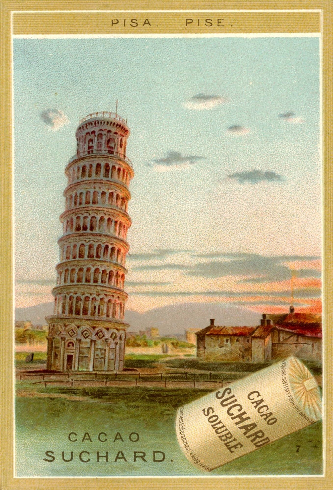 Postcard Leaning Tower of Pisa Cacao Suchard Canvas Art - (18 x 24)