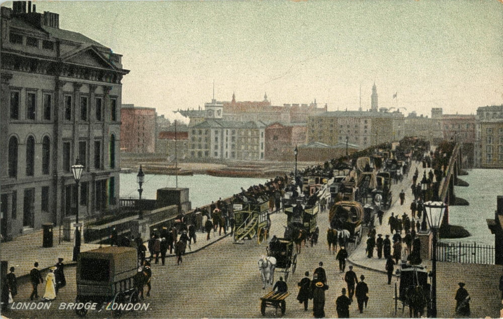 Postcard London Bridge Canvas Art - Postcard (18 x 24)
