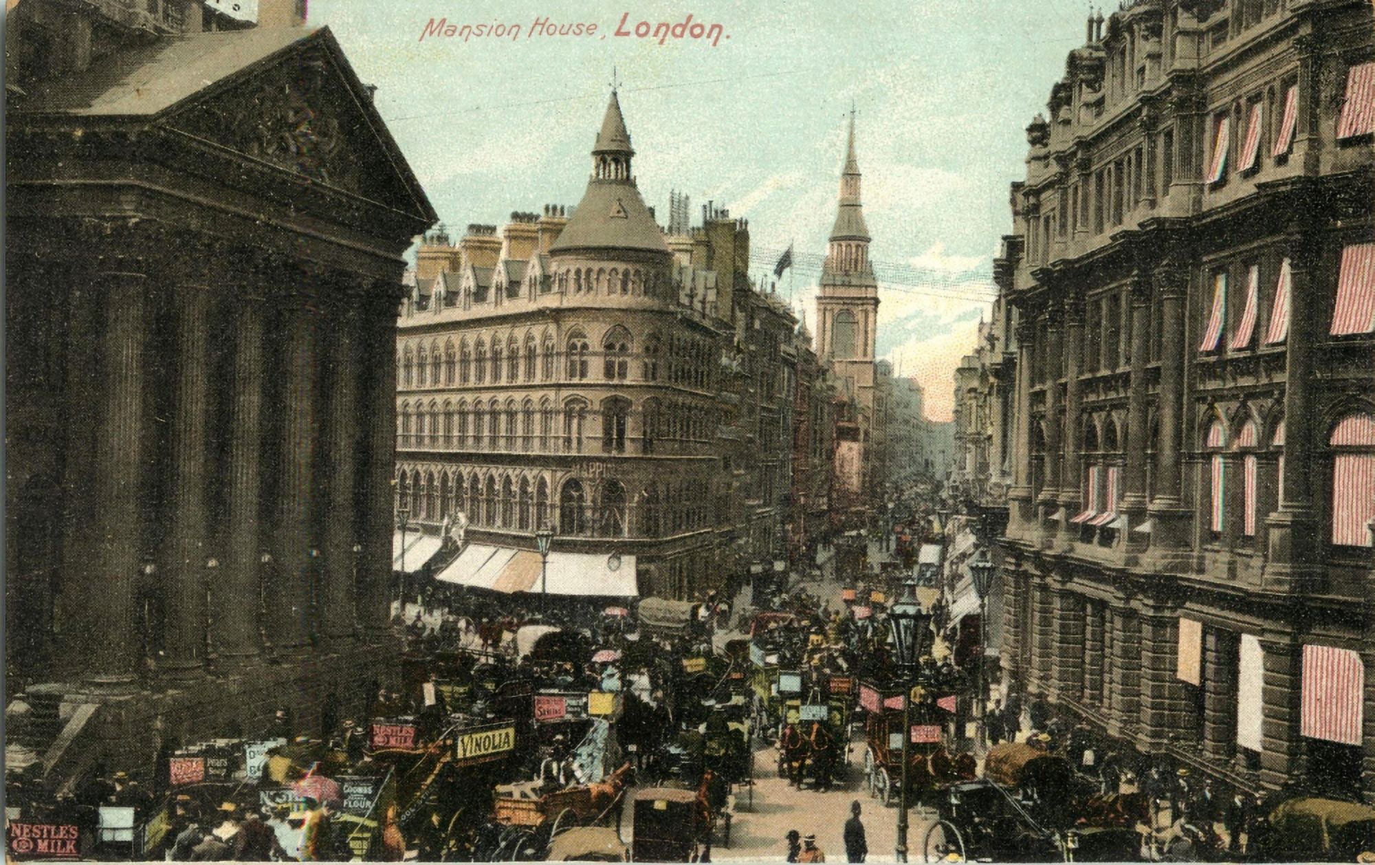 Postcard Mansion House London Canvas Art - Postcard (18 x 24)
