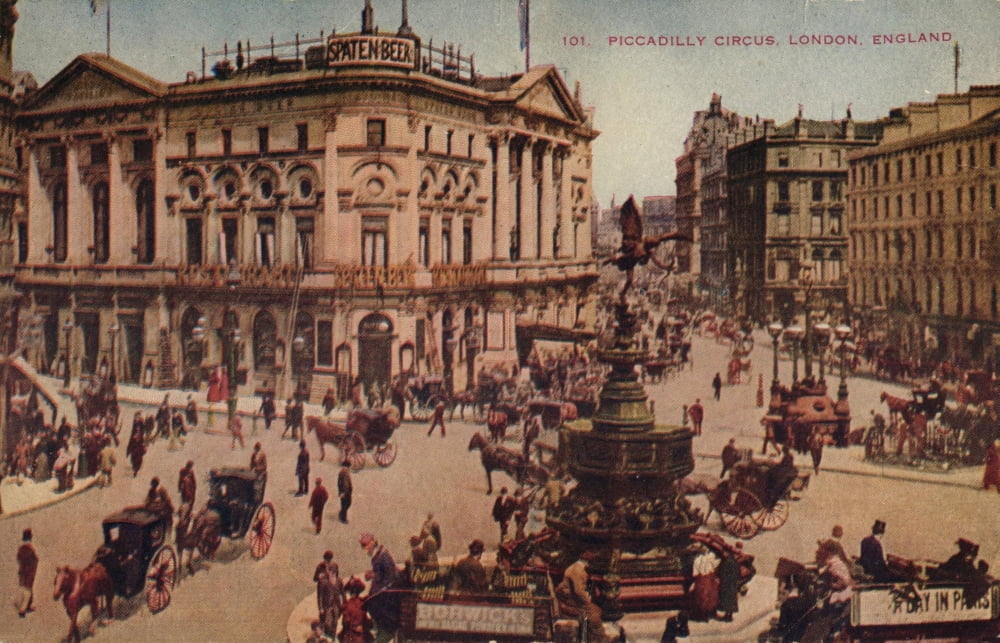 Postcard Piccadilly Circus 2 Canvas Art - Postcard (24 x 36)