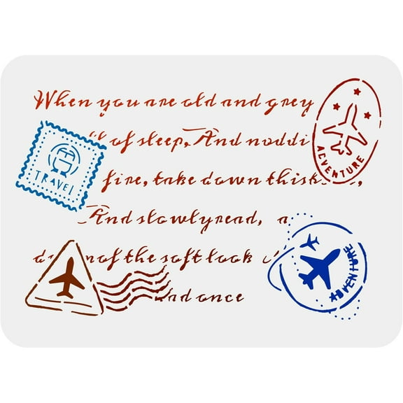 Postcard Stencil 11.7x8.3inch Reusable French Postcard Drawing Stencil Large Size DIY Airplane Travel Postcard Template for DIY Making