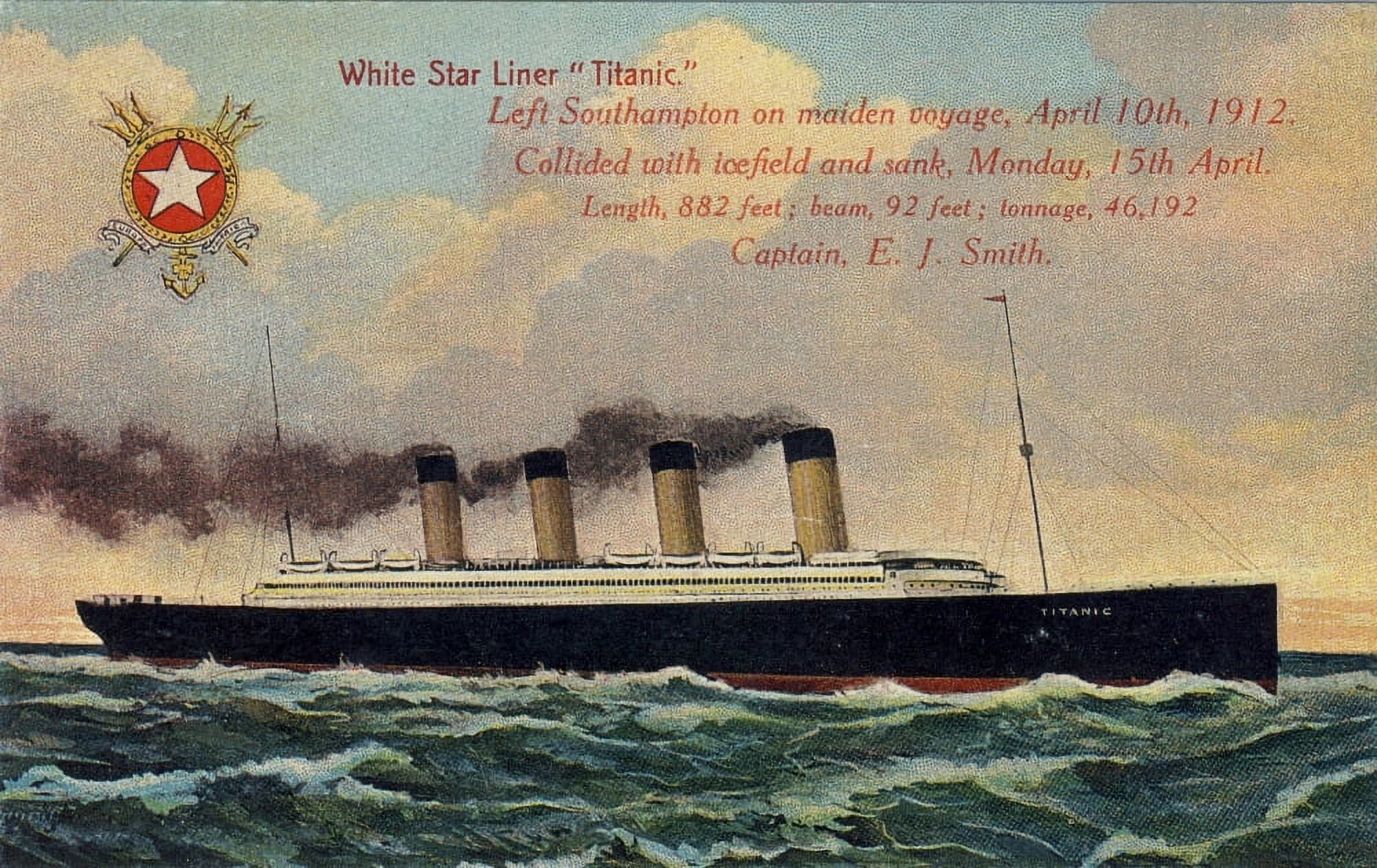 Postcard White Star Liner Titanic Canvas Art - (18 x 24)