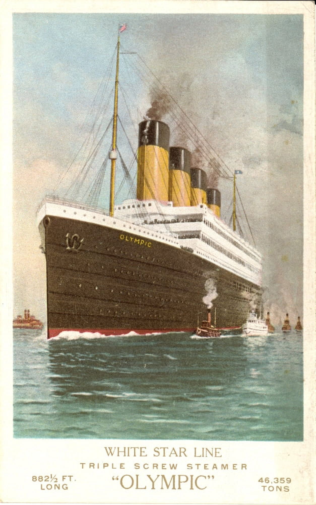 Postcard White Star Liner Triple Screw Steamer Olympic sister ship of Titanic Canvas Art - (24 x 36)