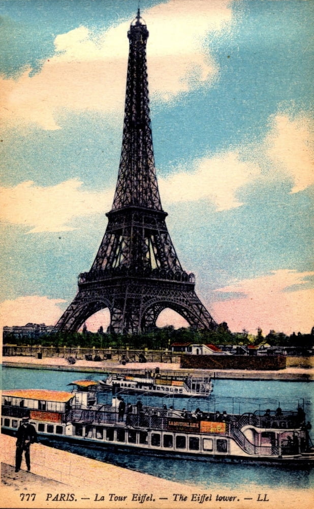 Postcard c1880 The Eiffel Tower Canvas Art - Unknown (24 x 36)