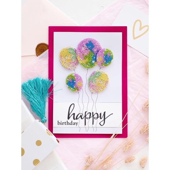 Wizardi Postcard Cross-Stitch kit - Making Dreams Come True! Beginner Embroidery Kit for Adults. Cross-Stitch Supplies. Canvas, Scheme and Beads Kit. AOO-002 Abris Art