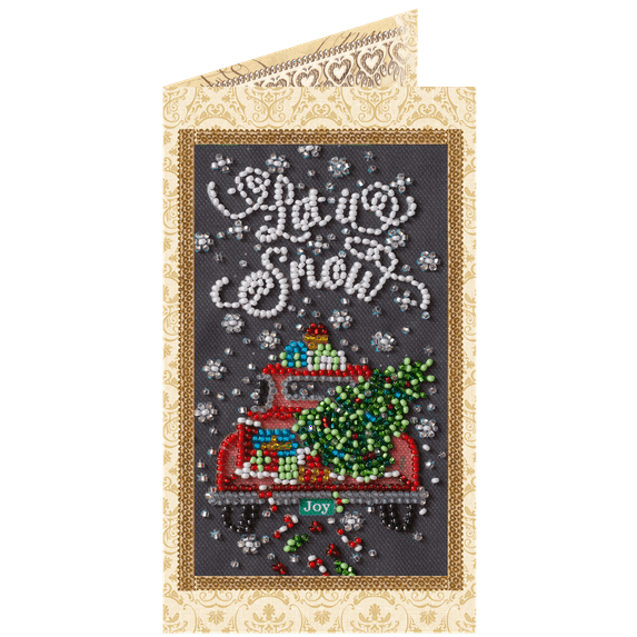 Postcard cross-stitch kit - Snow holiday AO-152