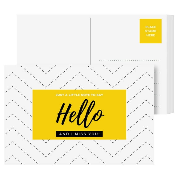Postcards Just A Little Note to Say Hello and I Miss You! Note Cards | Mailable, No Envelopes Needed | Size 4 x 6 Inches | Bulk Set of 50 Post Cards per Pack