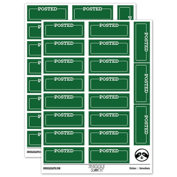 Posted Blank Box for Date Signature Bank Check Sticker Set - Dark Green - Gloss Finish - 2.00" Large