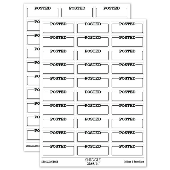 Posted Blank Box for Date Signature Bank Check Sticker Set - White - Gloss Finish - 1.75" Medium