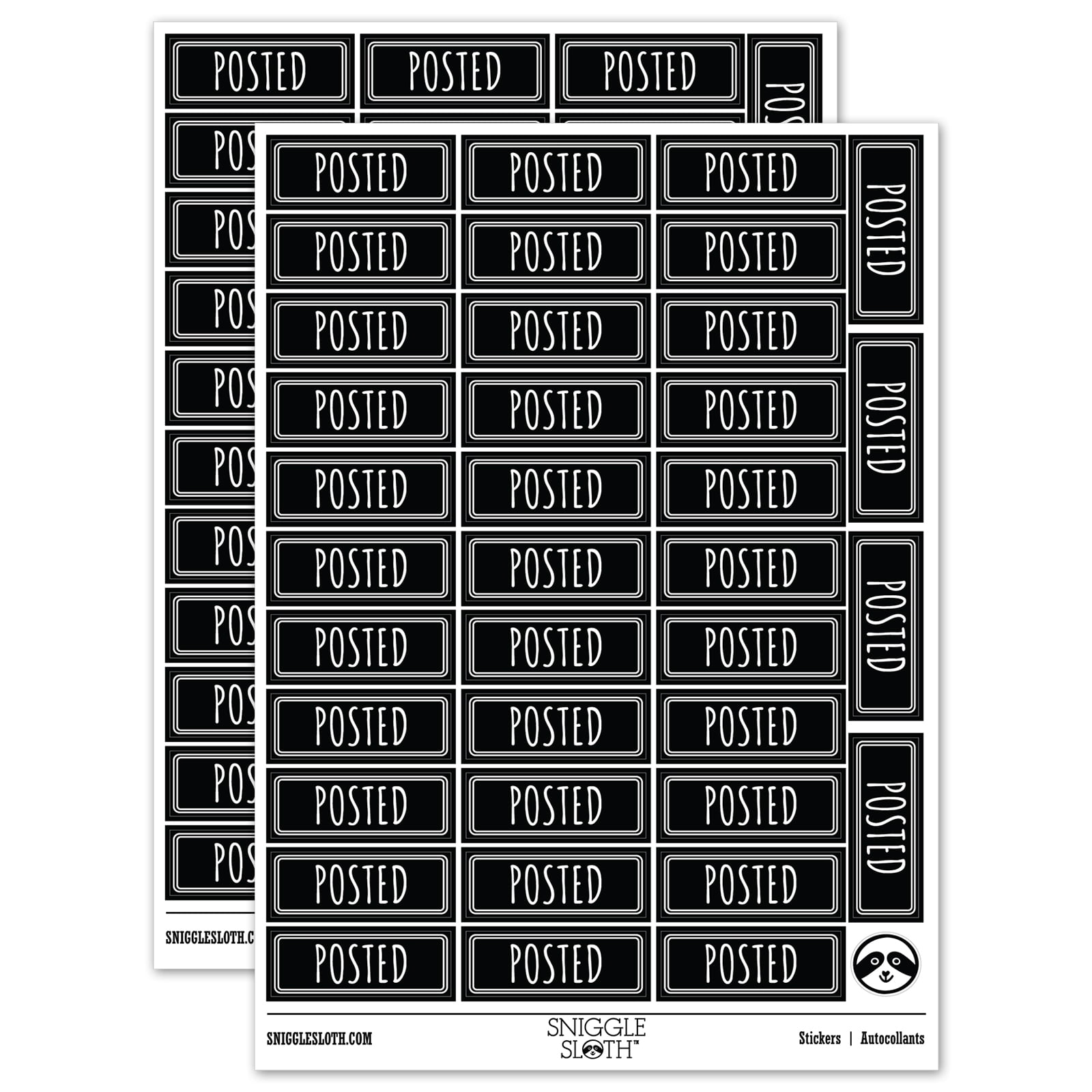 Posted Double Line Border Bank Check Sticker Set - Black - Gloss Finish ...
