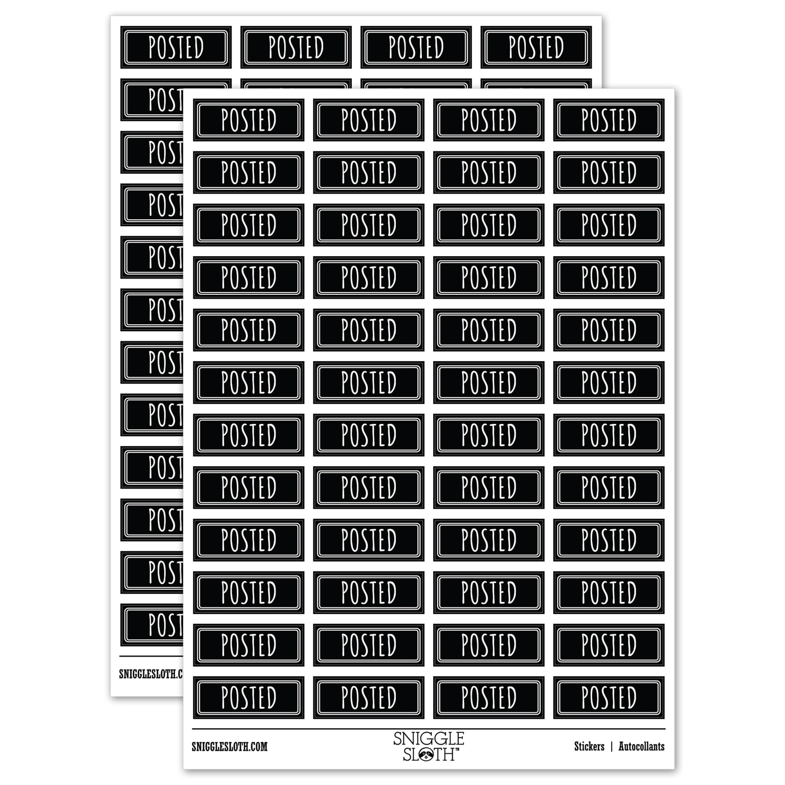 Posted Double Line Border Bank Check Sticker Set - Black - Matte Finish ...
