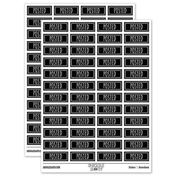 Posted Double Line Border Bank Check Sticker Set - Black - Matte Finish - 1.25" Mini