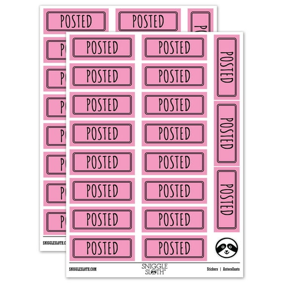 Posted Double Line Border Bank Check Sticker Set - Light Pink - Gloss Finish - 2.00" Large