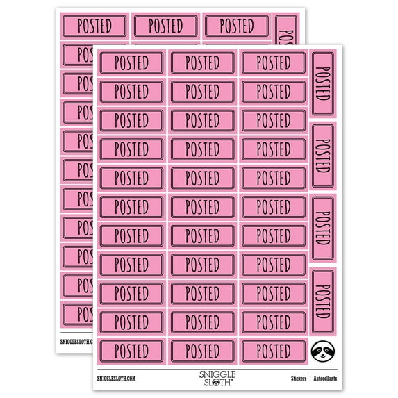 Posted Double Line Border Bank Check Sticker Set - Light Pink - Matte Finish - 1.5" Small