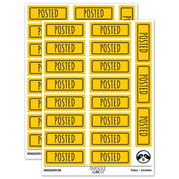 Posted Double Line Border Bank Check Sticker Set - Yellow - Gloss Finish - 2.00" Large