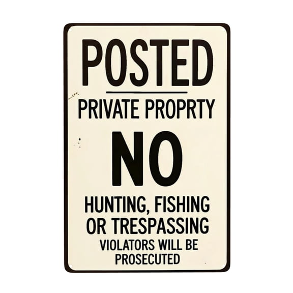 Posted Private Property No Hunting Fishing Trespassing Warning Metal Tin Sign 8 x 12 In Easy Hang Outdoor Decor