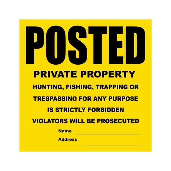 10 Tyvek WristCo Yellow Private Property signs | Weather-Proof Designs For Outdoor Indoor Use - Premium Grade Bright Signs for Private Property Land Hunting, Easy To Mount, USA Made