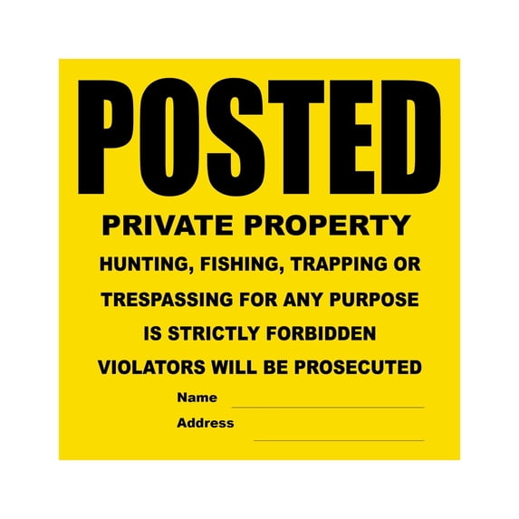 100 Tyvek WristCo Private Property signs | Weather-Proof Designs For Outdoor Indoor Use - Premium Grade Bright Signs for Private Property Land Hunting, Easy To Mount, USA Made