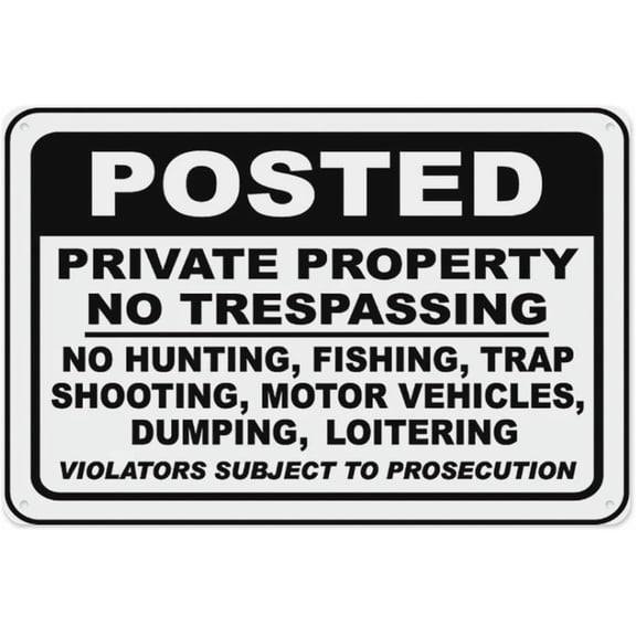 Posted Private Property Sign 8"x12", Aluminum Tin Warning Signs for Home Outdoor Garden, High Visibility Security Sign for Land